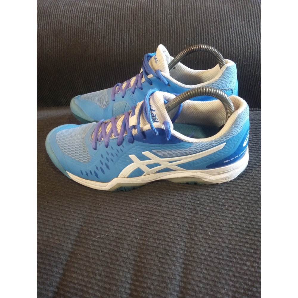 Asics Womens 8 Gel Challenger Running Shoes Blue White 1042A041 Lace Up Mesh